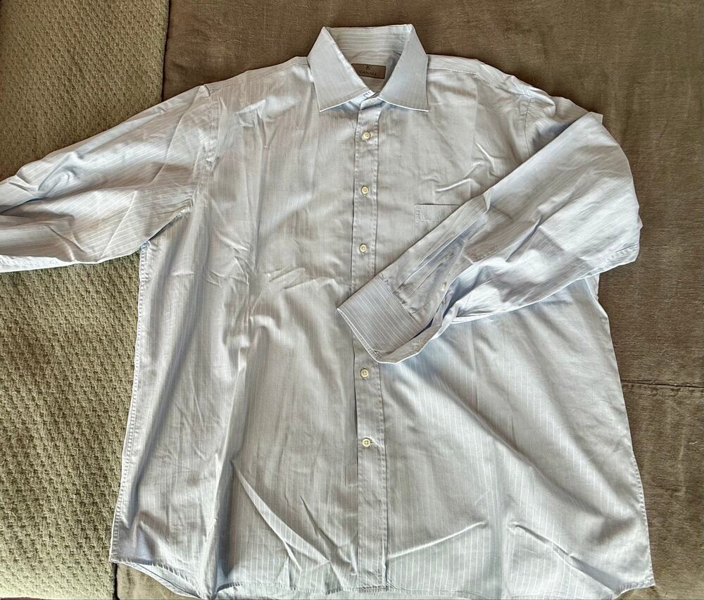 Canali Blue and White Elegant Dress Shirt 18 - 46